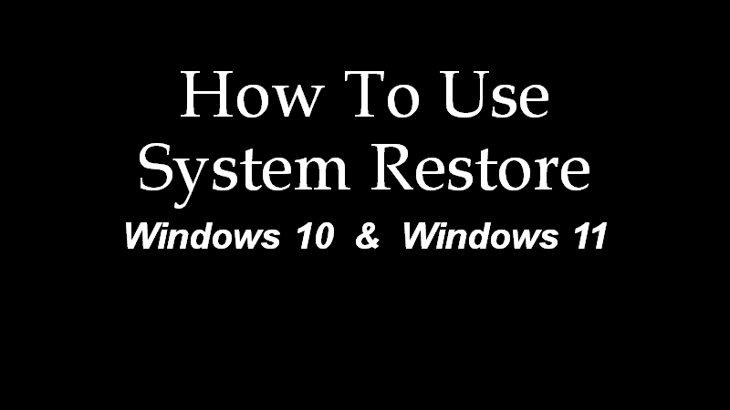 System Restore Video
